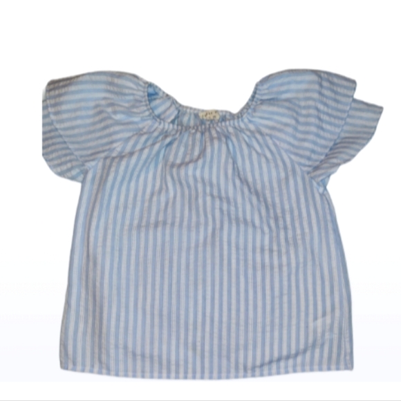 Copper Key Other - Copper Key Little Girls Blue and White Top With Flutter Sleeves Size S